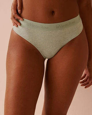 Cotton and Logo Elastic Band Thong Panty