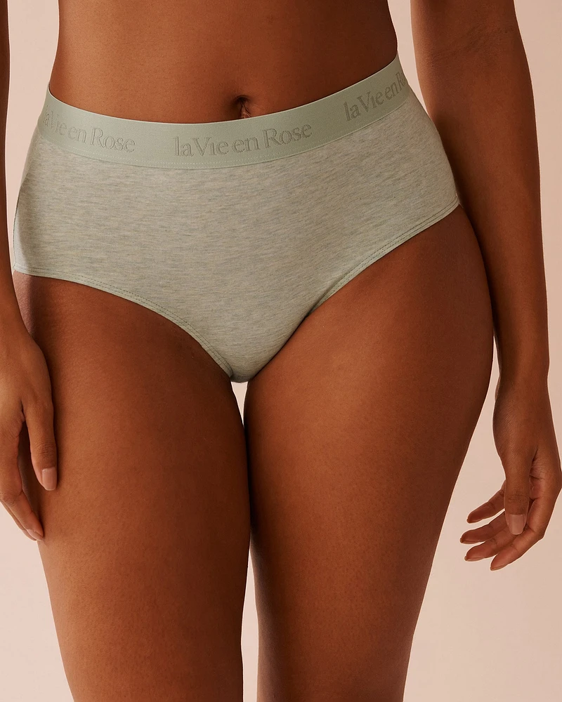 Cotton and Logo Elastic Band High Waist Bikini Panty