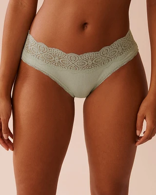 Lace Trim Ribbed Bikini Panty