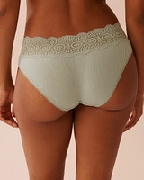 Lace Trim Ribbed Bikini Panty