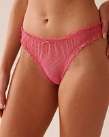 Heart Mesh Lettuce Trim Thong Panty