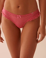 Heart Mesh and Ruffle Thong Panty