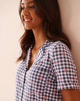 Gingham Print Recycled Fibers Button-down Shirt