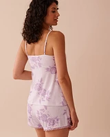 Lilac Rose Print Super Soft Cami