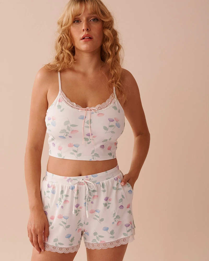 Tulip Print Super Soft Crop Cami