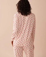 Teddy Bear and Rose Print Super Soft Long Sleeve Shirt