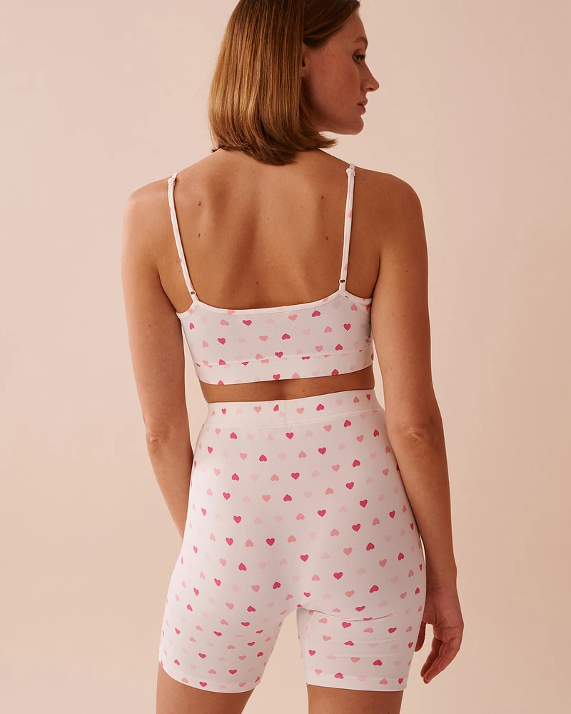 Camisole courte ultra douce imprimé cœur