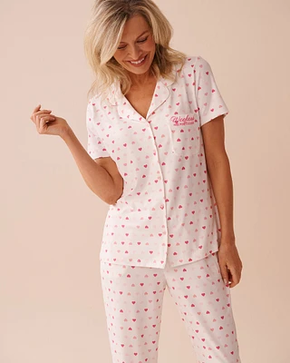 Heart Print Super Soft Button-down Shirt