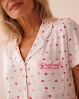 Heart Print Super Soft Button-down Shirt