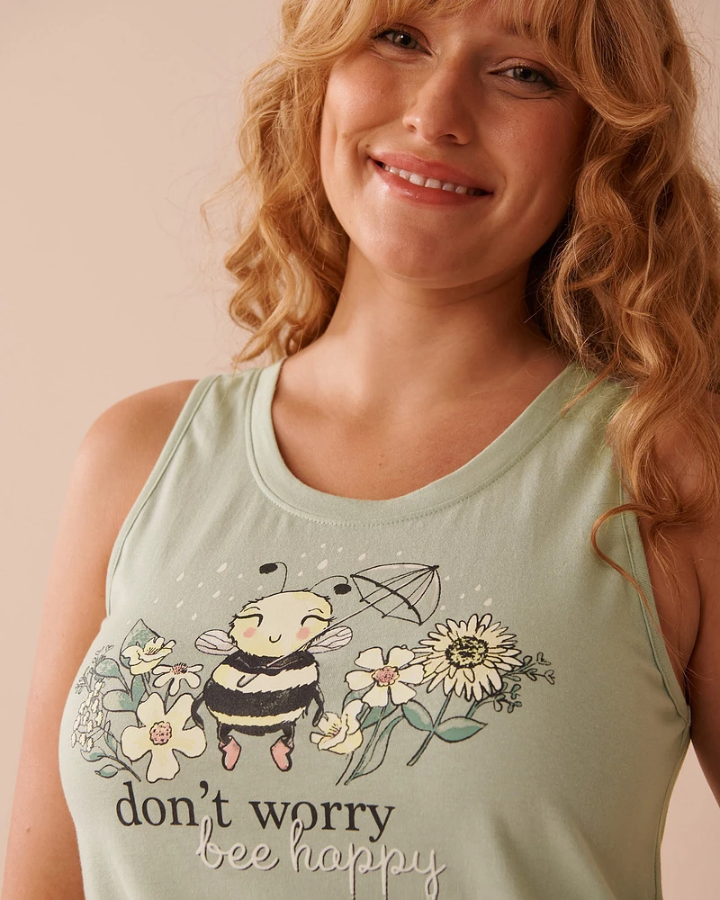 Bee Print Cotton Scoop Neck Cami