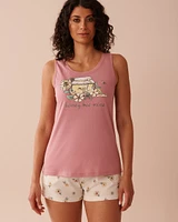 Camisole col dégagé en coton à imprimé abeille