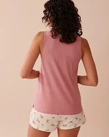 Camisole col dégagé en coton à imprimé abeille