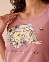 Camisole col dégagé en coton à imprimé abeille