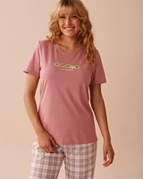 T-shirt col rond en coton à imprimé tournesol