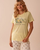 Bee Print Cotton Crew Neck T-shirt