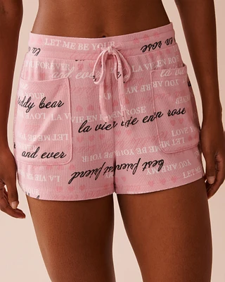 Heart and Letter Print Recycled Fibers Pajama Shorts