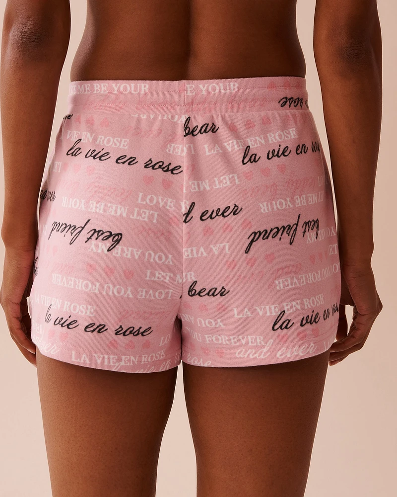 Heart and Letter Print Recycled Fibers Pajama Shorts