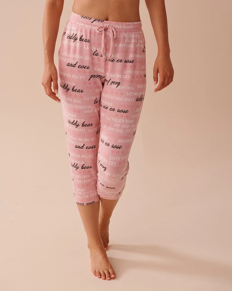 Heart and Letter Print Recycled Fibers Capris