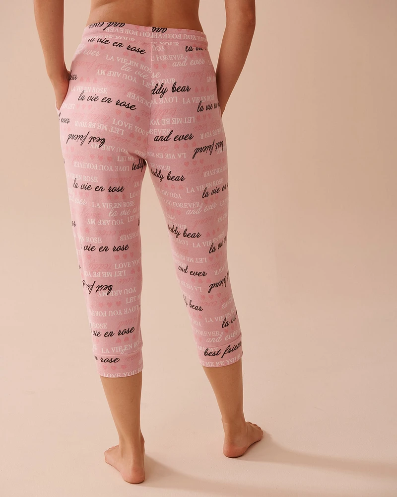 Heart and Letter Print Recycled Fibers Capris