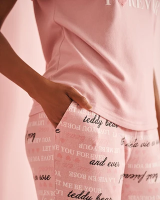 Heart and Letter Print Recycled Fibers Capris