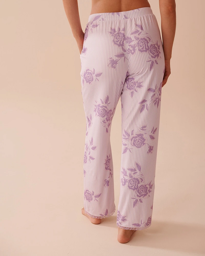 Pantalon de pyjama ultra doux imprimé rose lilas