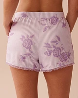 Lilac Rose Print Super Soft Pajama Shorts