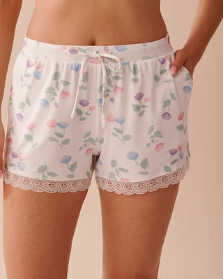 Short de pyjama ultra doux imprimé tulipe