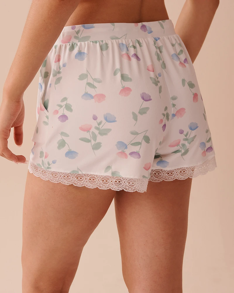 Short de pyjama ultra doux imprimé tulipe