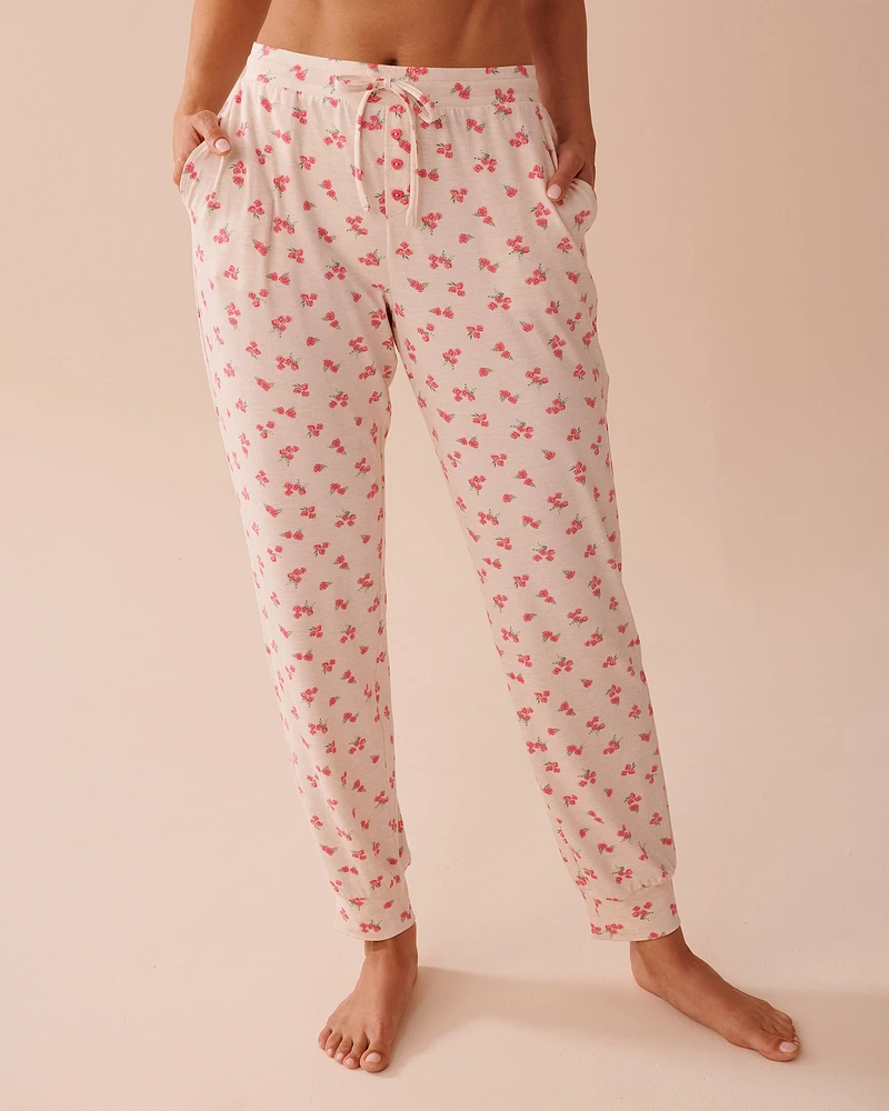 Pantalon de pyjama jogger ultra doux imprimé rose