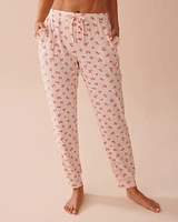 Rose Print Super Soft Jogger Pajama Pants