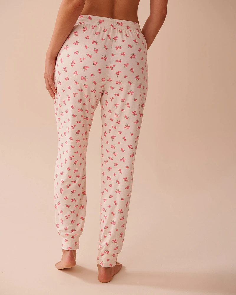 Pantalon de pyjama jogger ultra doux imprimé rose