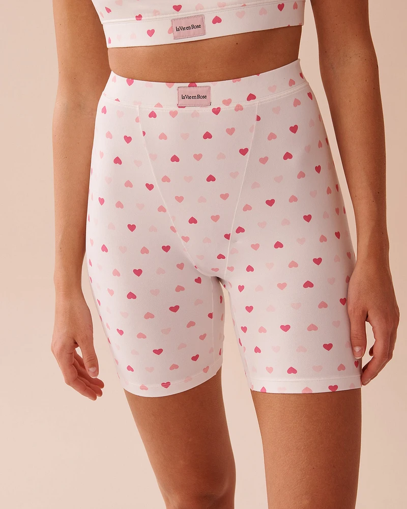 Heart Print Super Soft Biker Style Pajama Shorts