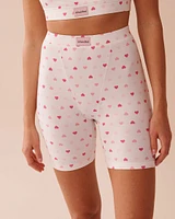 Heart Print Super Soft Biker Style Pajama Shorts