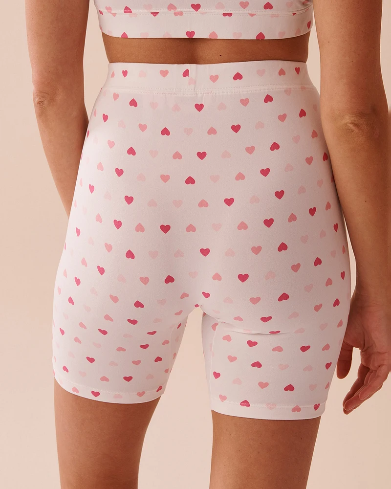 Heart Print Super Soft Biker Style Pajama Shorts