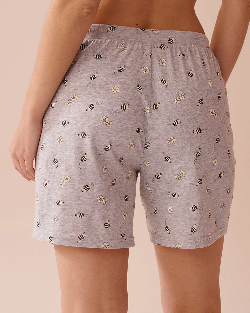 Bee Print Cotton Bermuda Shorts