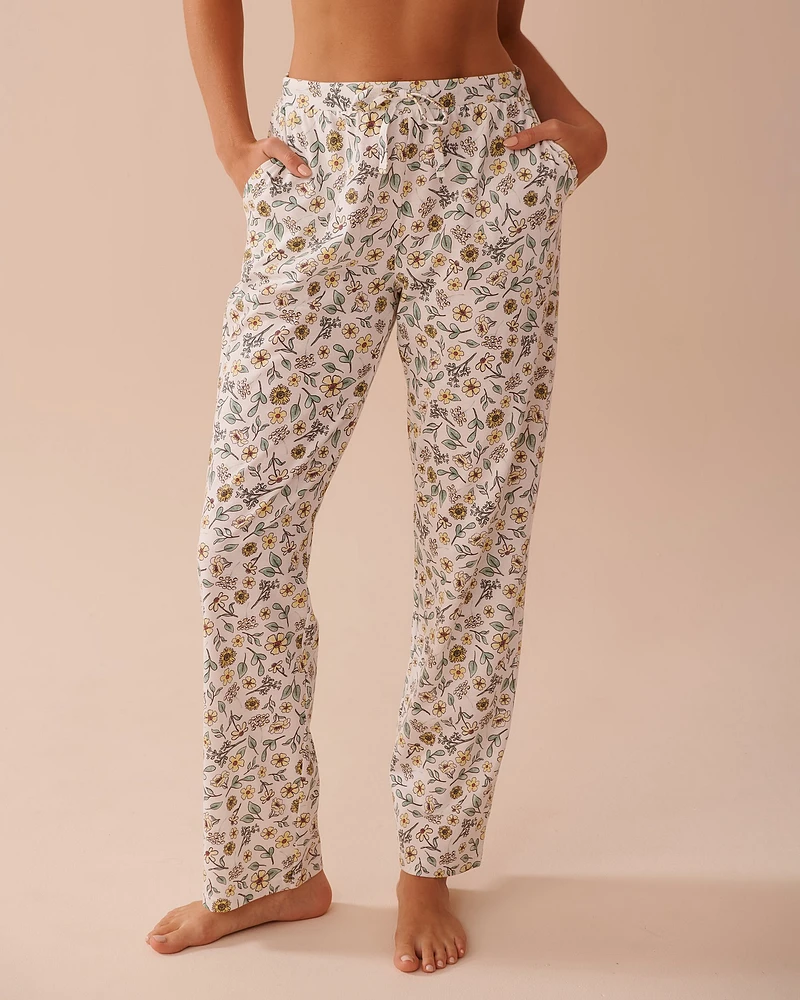 Pantalon de pyjama en coton à imprimé tournesol