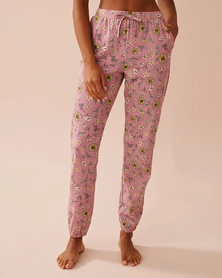 Sunflower Print Cotton Jogger Pajama Pants