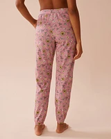 Sunflower Print Cotton Jogger Pajama Pants