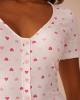 Heart Print Super Soft Short Sleeve Romper