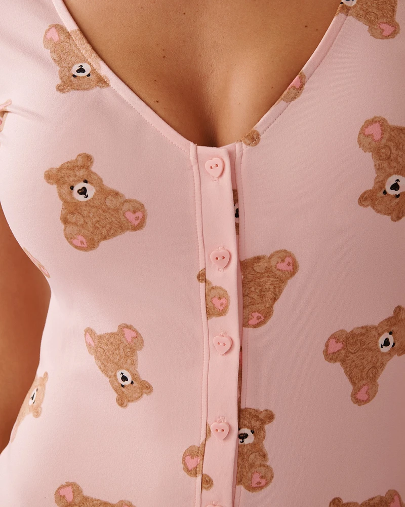 Teddy Bear Print Super Soft Short Sleeve Romper