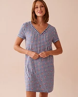 Chemise de nuit en fibres recyclées motif Vichy