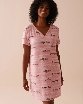 Heart and Letter Print Recycled Fibers Sleepshirt