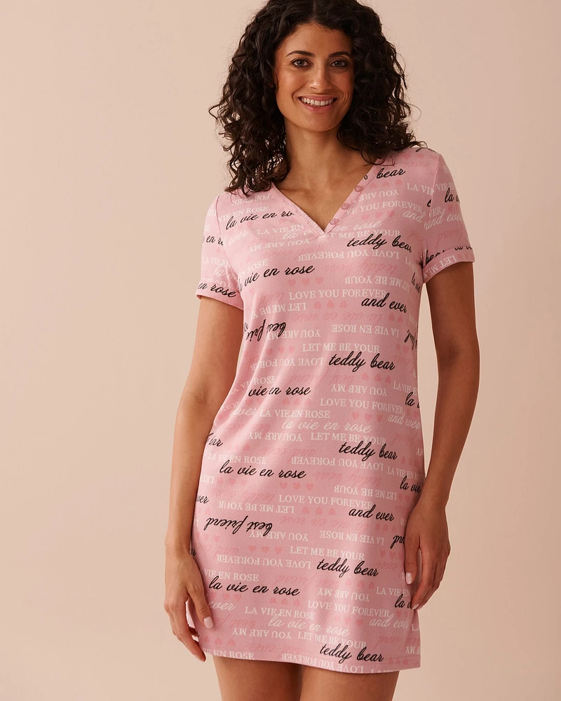 Heart and Letter Print Recycled Fibers Sleepshirt