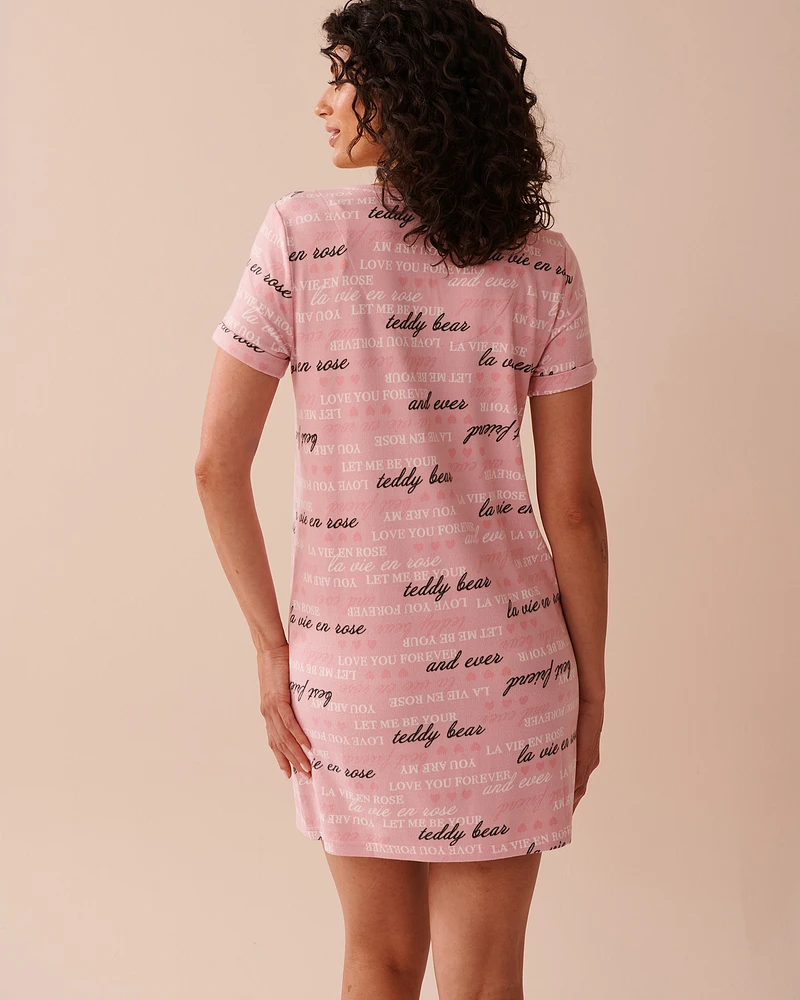 Heart and Letter Print Recycled Fibers Sleepshirt