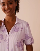 Chemise de nuit ultra douce imprimé rose lilas