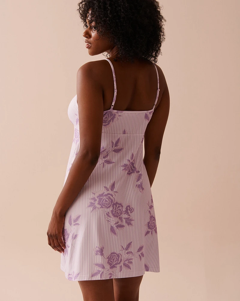 Lilac Rose Print Super Soft Nightie