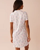 Chemise de nuit boutonnée ultra douce imprimé tulipe