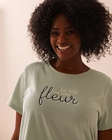 Chemise de nuit manches courtes à imprimé tournesol
