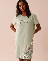 Chemise de nuit manches courtes à imprimé tournesol