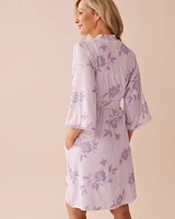 Lilac Rose Print Super Soft Kimono